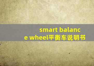 smart balance wheel平衡车说明书